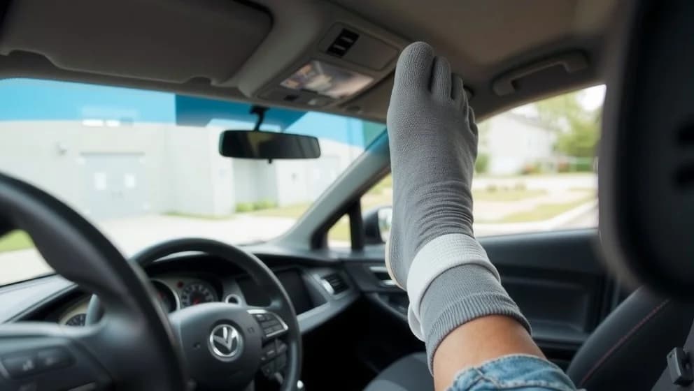 Får man köra bil med gipsad fot