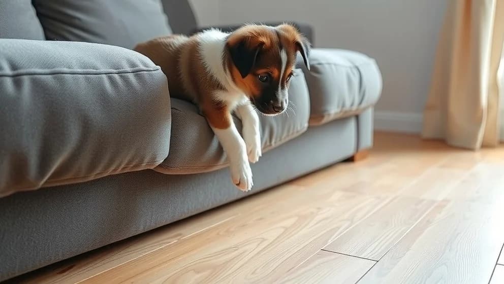 När kan valpen hoppa ner från soffan