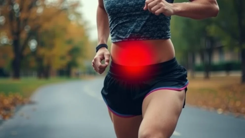 Ont i nedre delen av magen när du löper